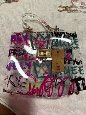 Hello 3Am Clear Graffiti Print Bag in Multicolor purse handbag crossbody NWT
